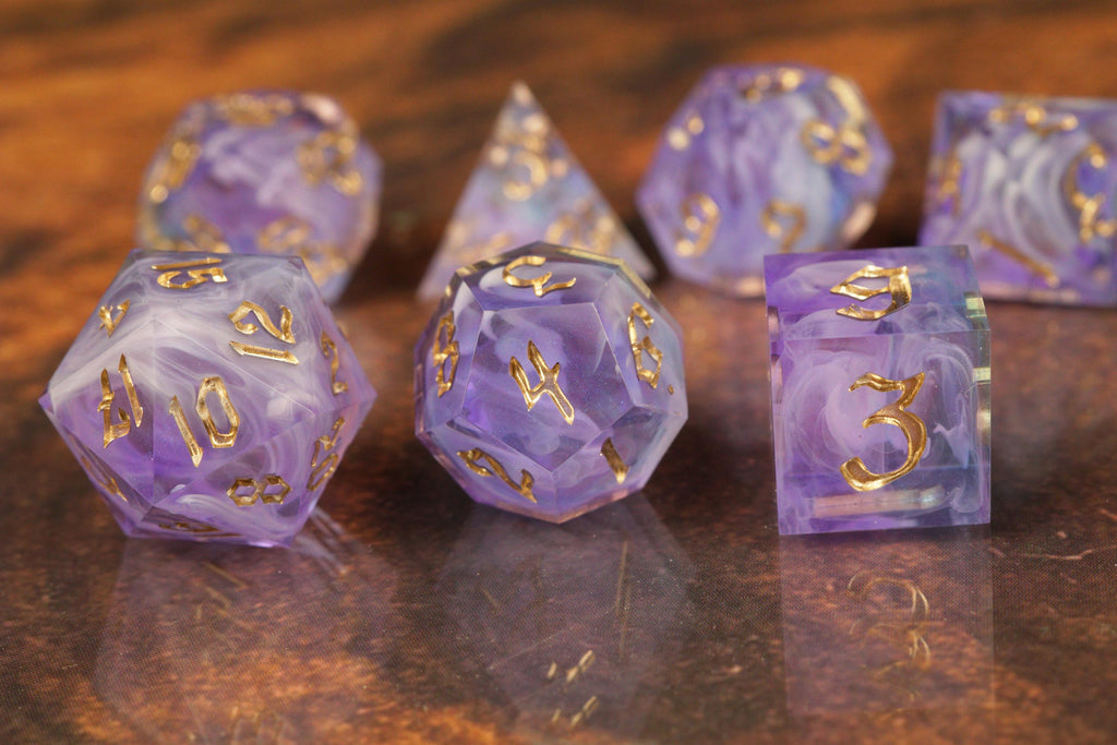 Purple Whisp - Handmade Resin Dice Set