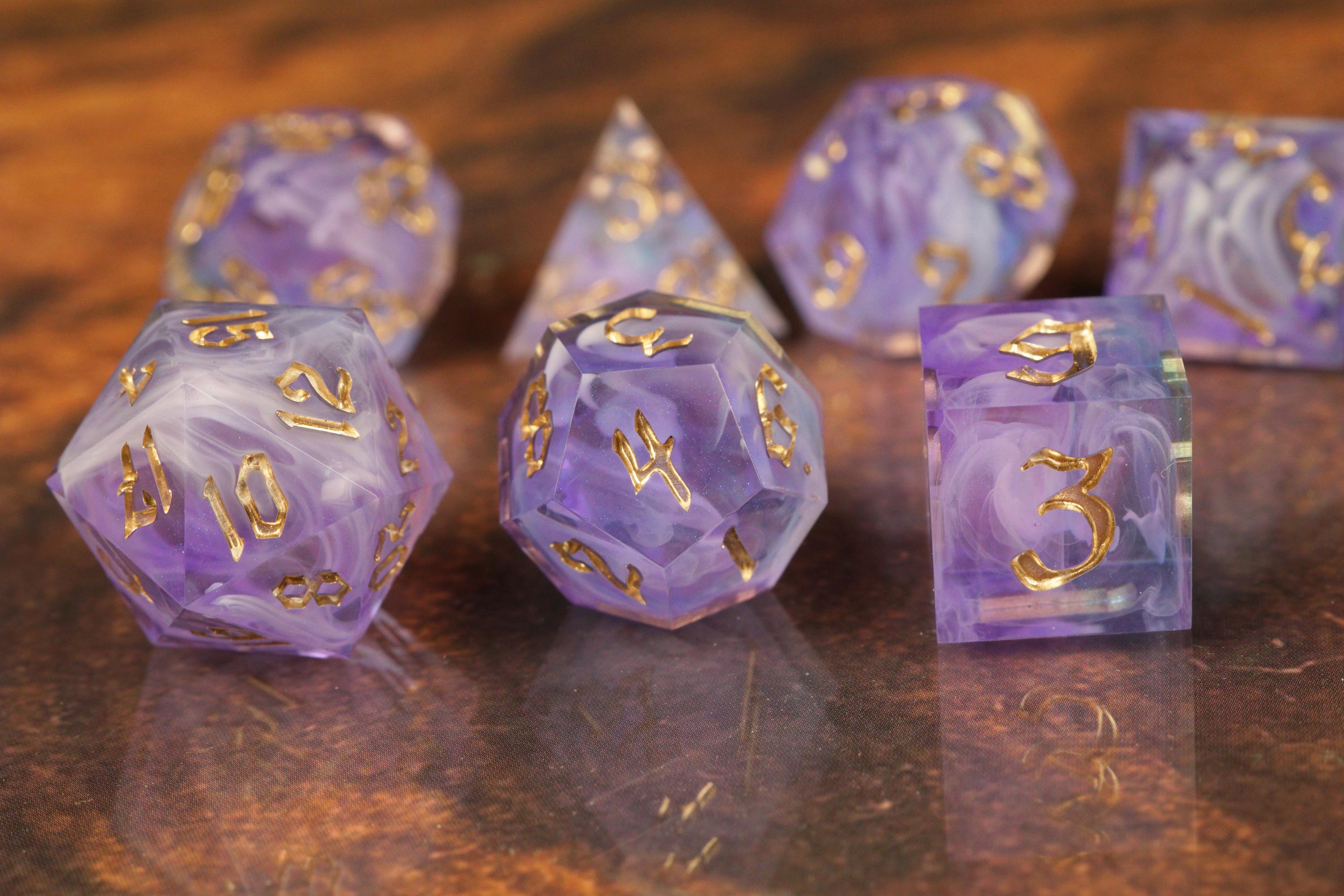 Purple Whisp - Handmade Resin Dice Set