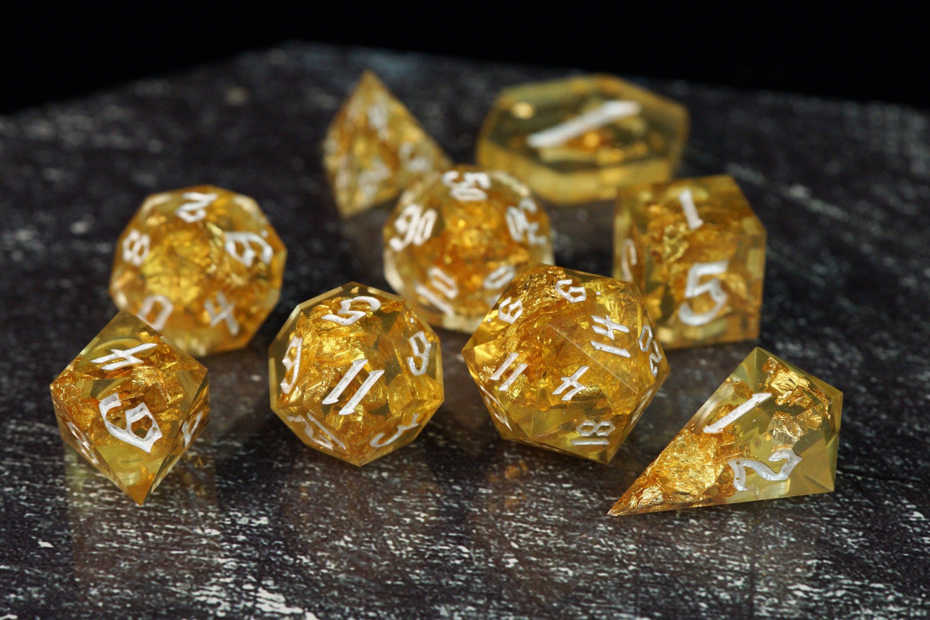 Golden Vault - Handmade Resin Dice Set