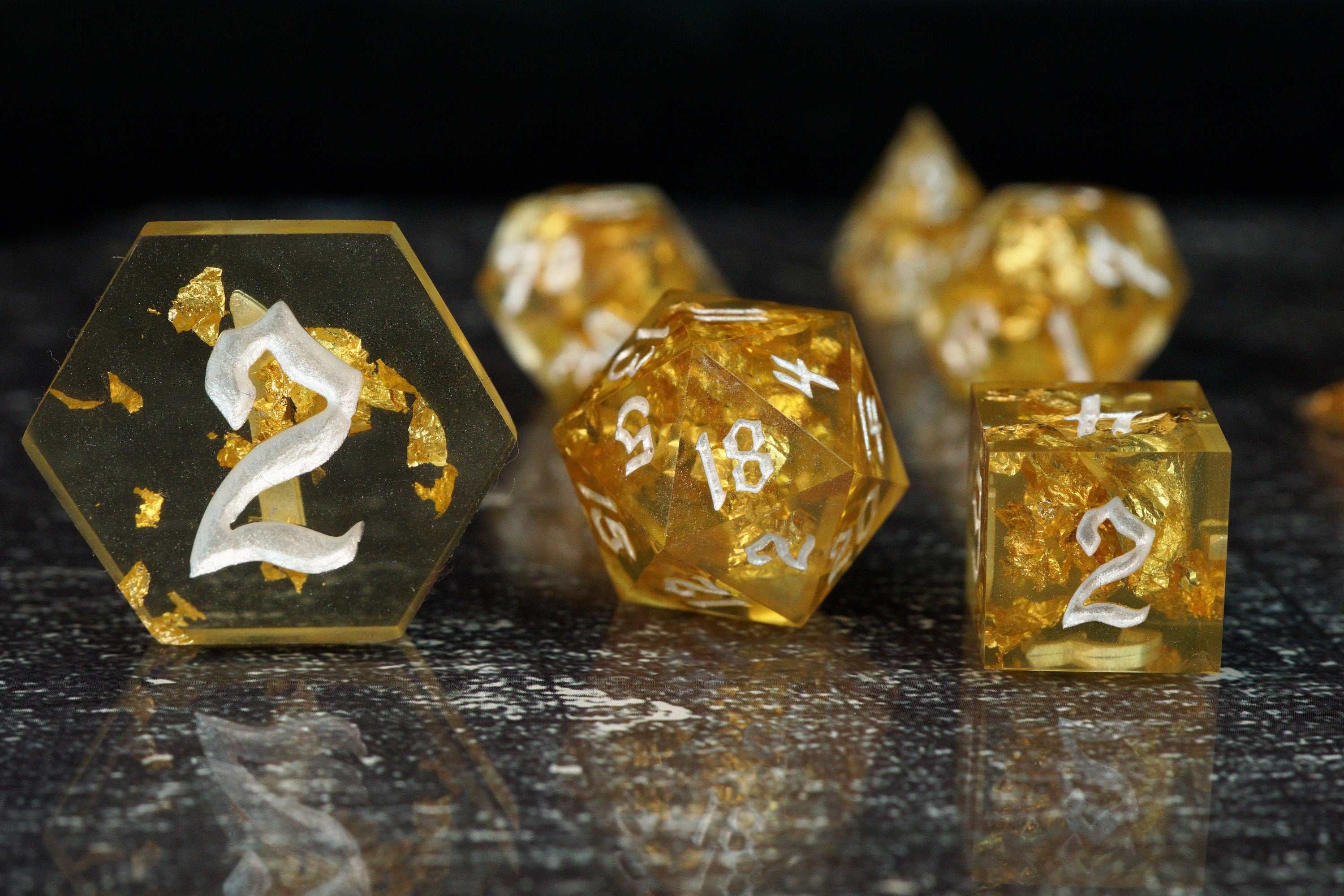 Golden Vault - Handmade Resin Dice Set