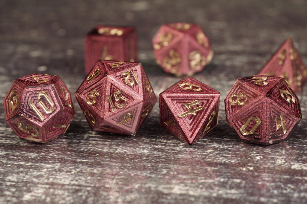 Roselight Whisper - Luxury Bismuth Inspired Handmade Resin Dice Set
