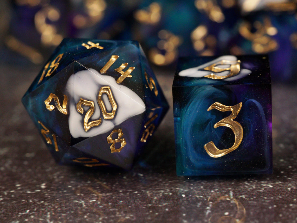 Midnight Star - Handmade Resin Dice Set