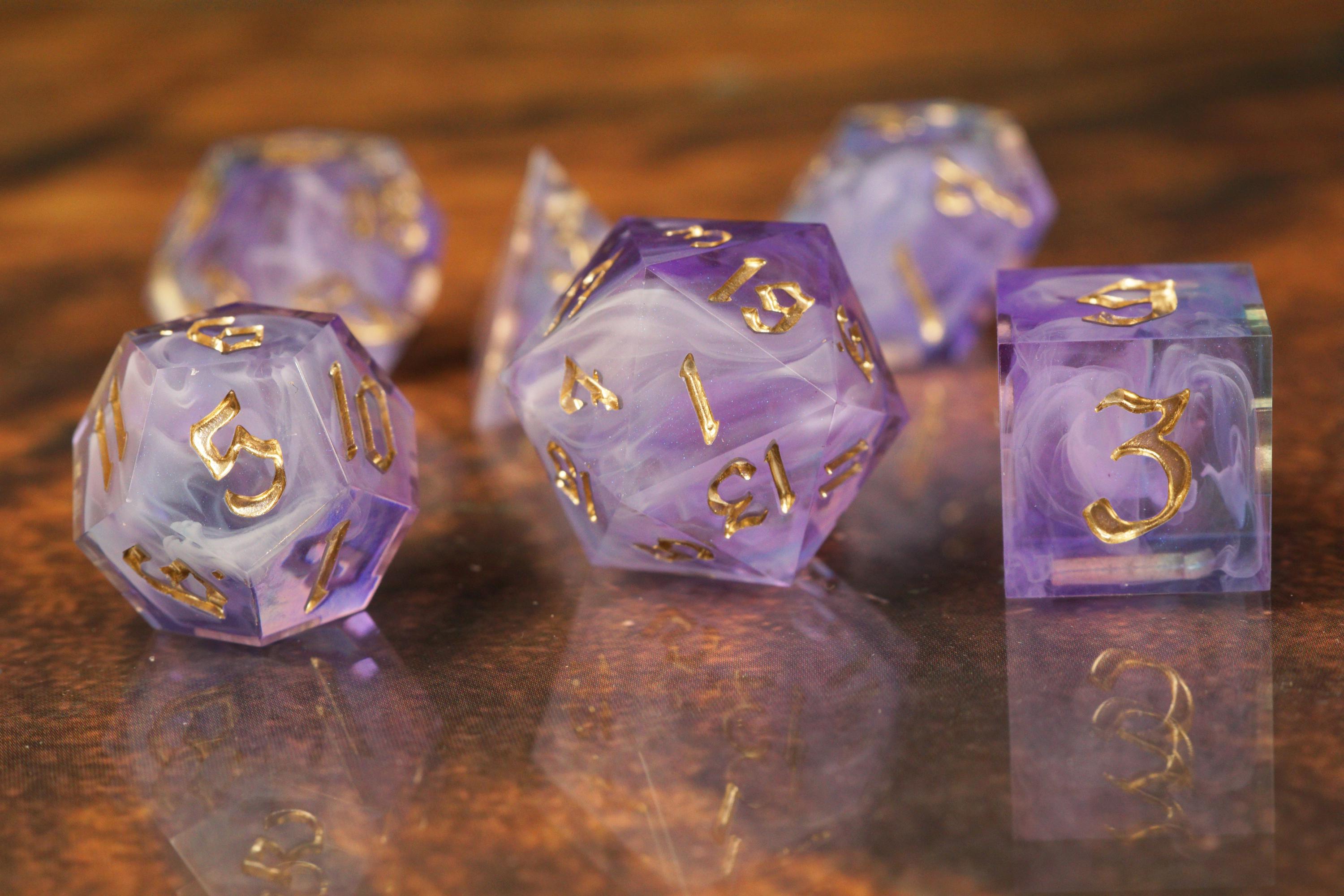 Purple Whisp - Handmade Resin Dice Set