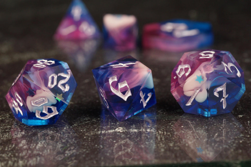 Midnight Star - star variant - Handmade Resin Dice Set