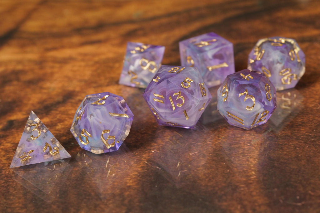 Purple Whisp - Handmade Resin Dice Set