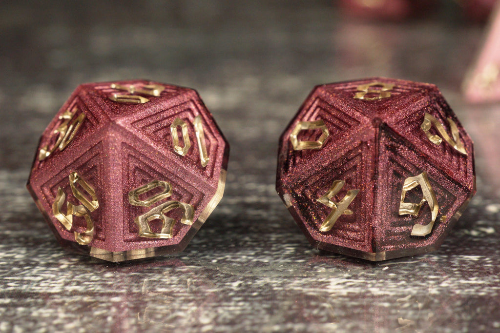 Roselight Whisper - Luxury Bismuth Inspired Handmade Resin Dice Set