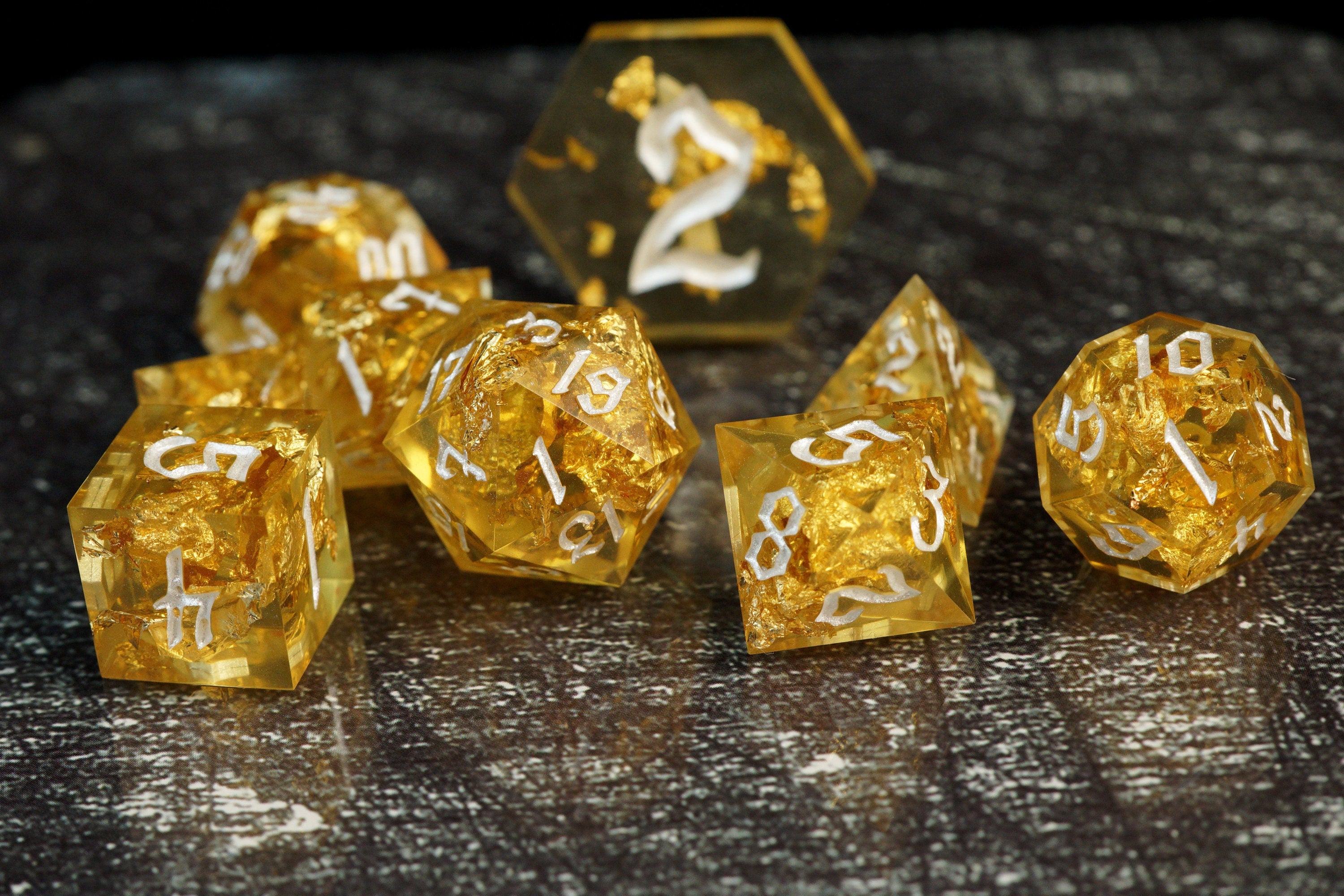Golden Vault - Handmade Resin Dice Set