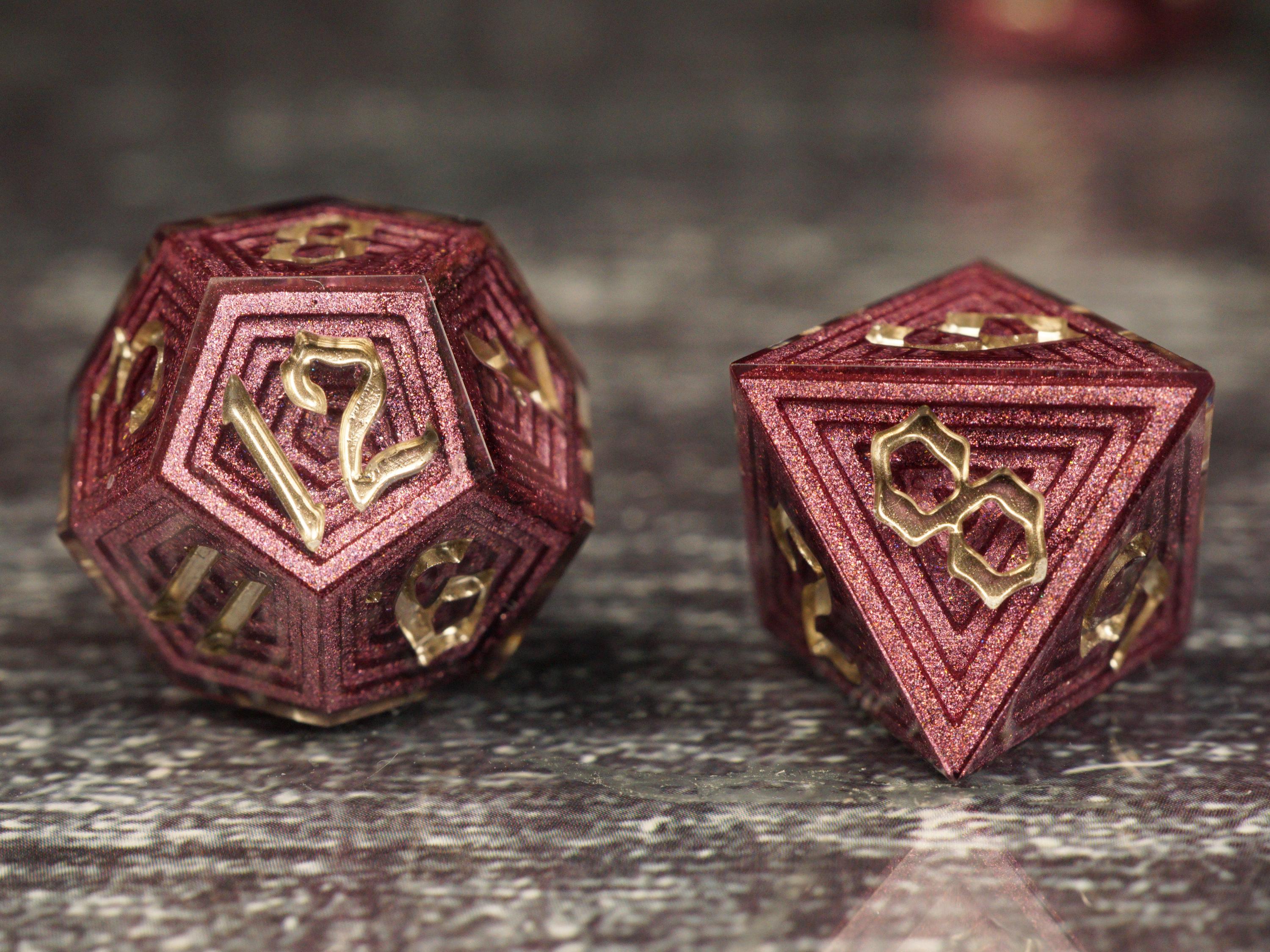 Roselight Whisper - Luxury Bismuth Inspired Handmade Resin Dice Set