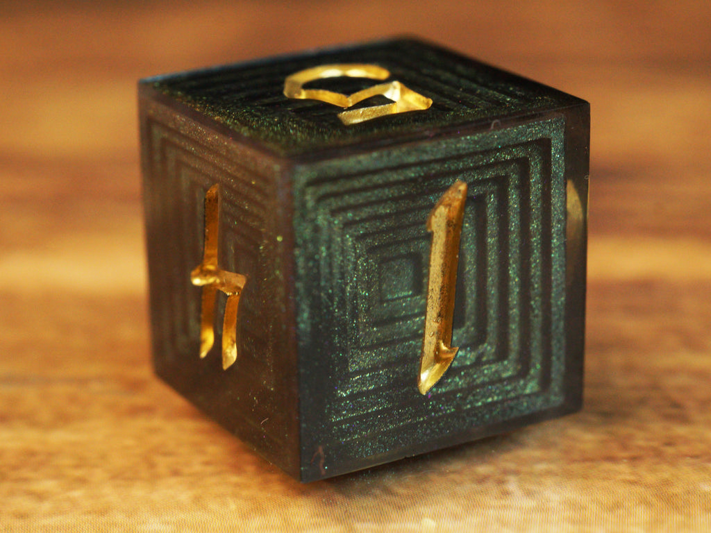 Emerald Glint - Luxury Bismuth Inspired Handmade Resin Dice Set