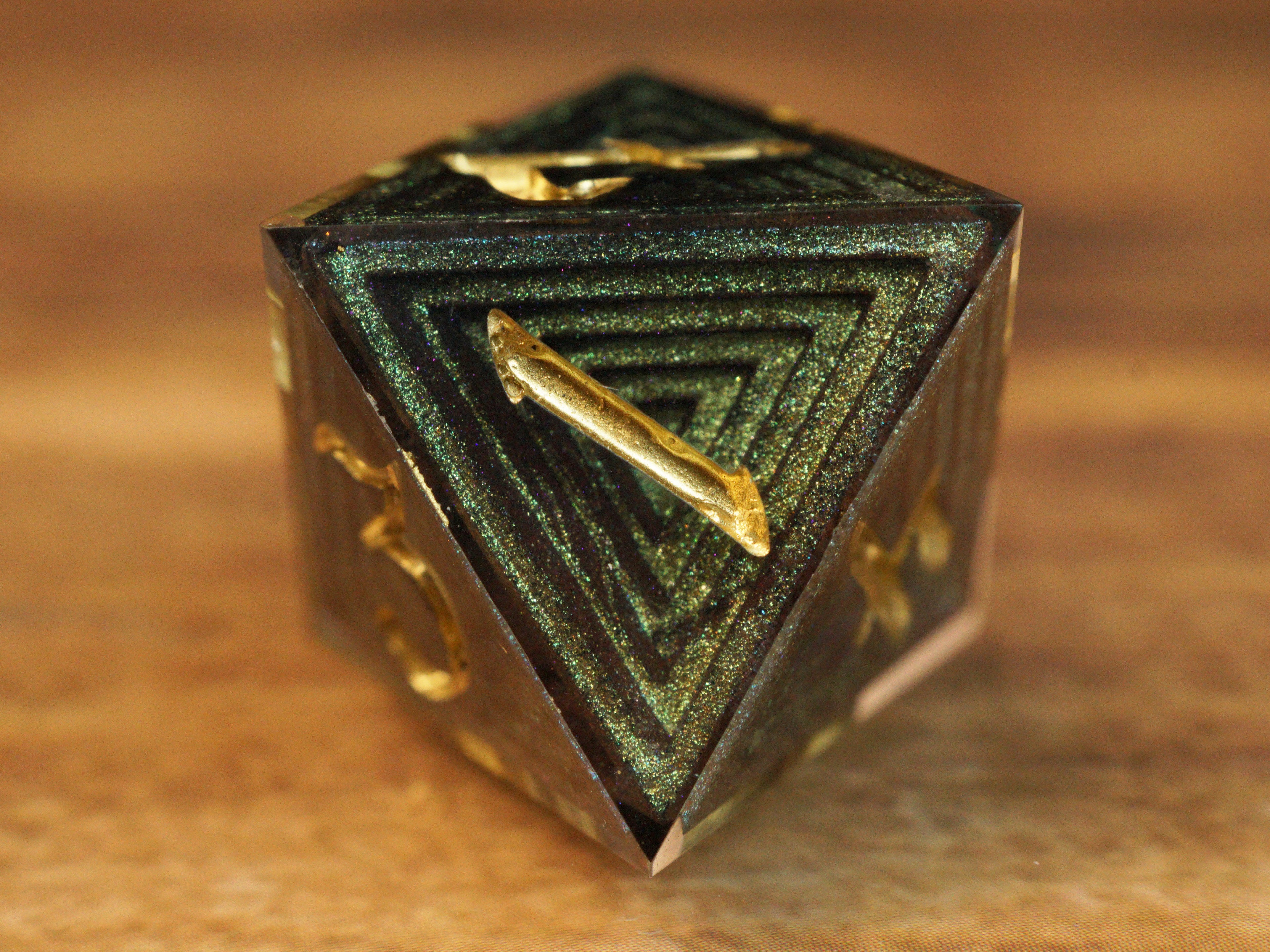 Emerald Glint - Luxury Bismuth Inspired Handmade Resin Dice Set