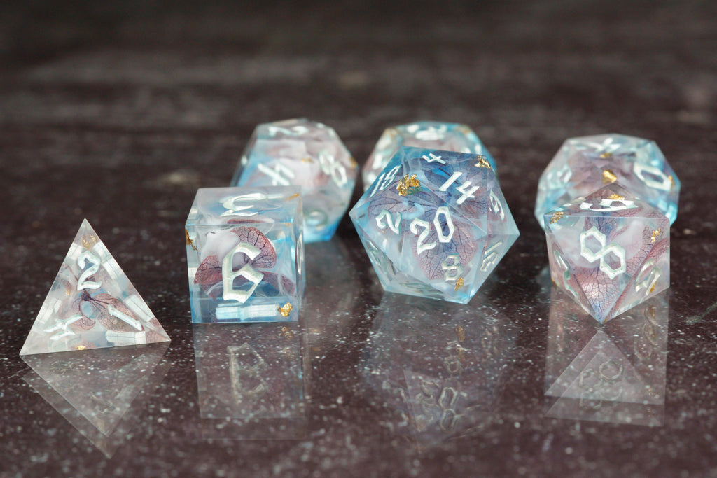 Moonwell Blossoms - Handmade Resin Dice Set