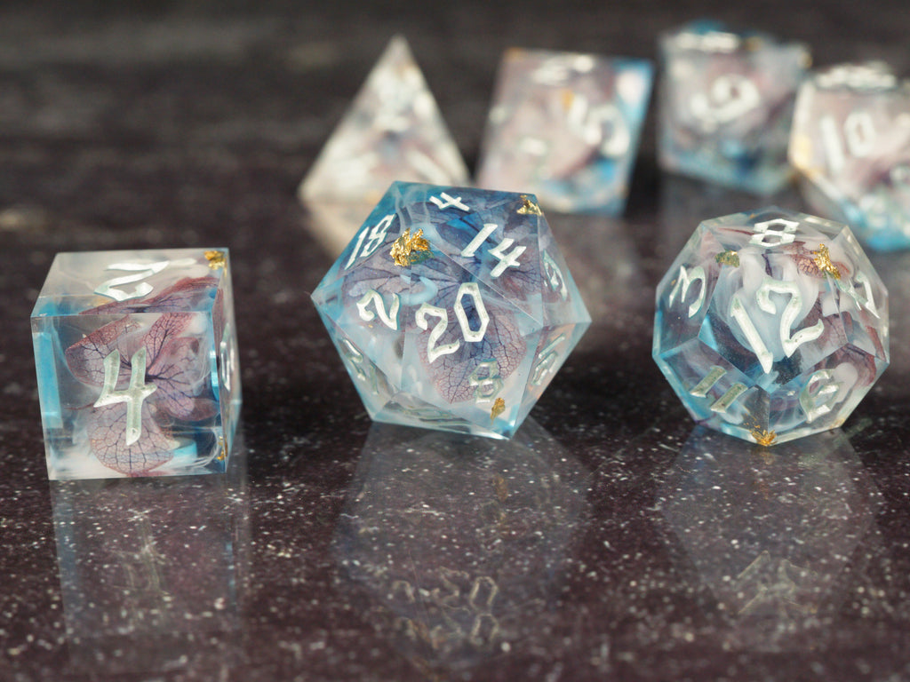 Moonwell Blossoms - Handmade Resin Dice Set