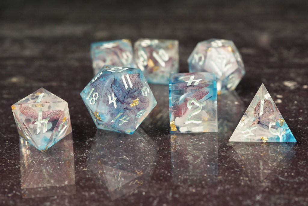 Moonwell Blossoms - Handmade Resin Dice Set