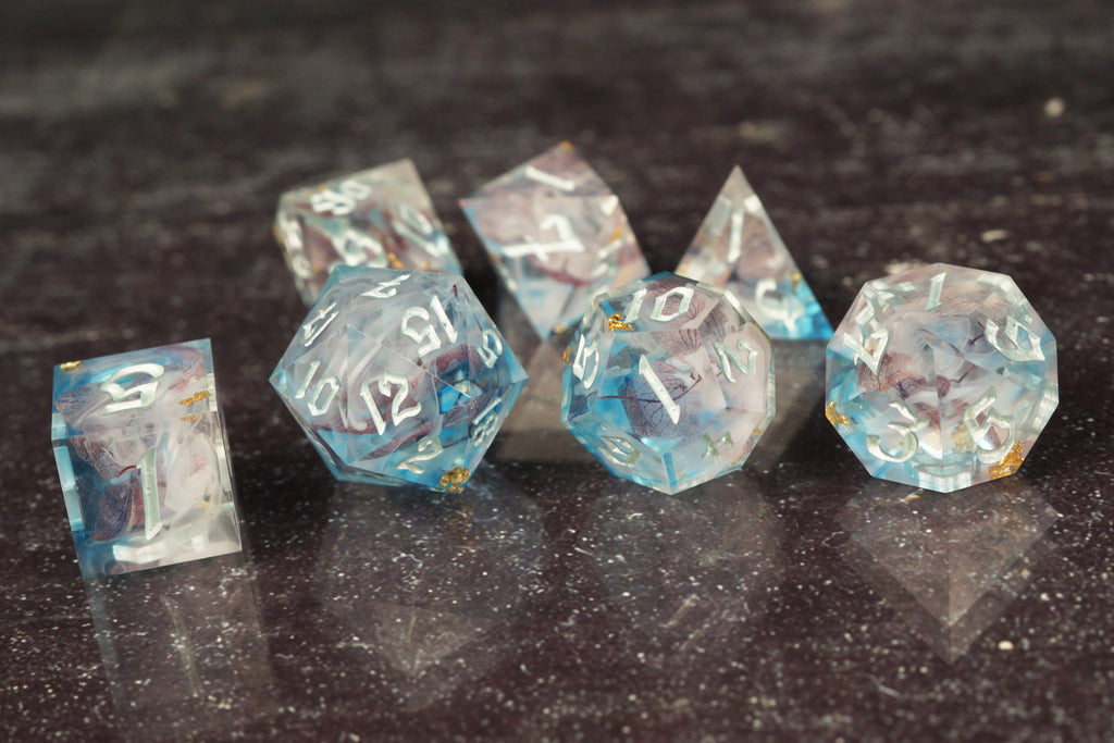 Moonwell Blossoms - Handmade Resin Dice Set