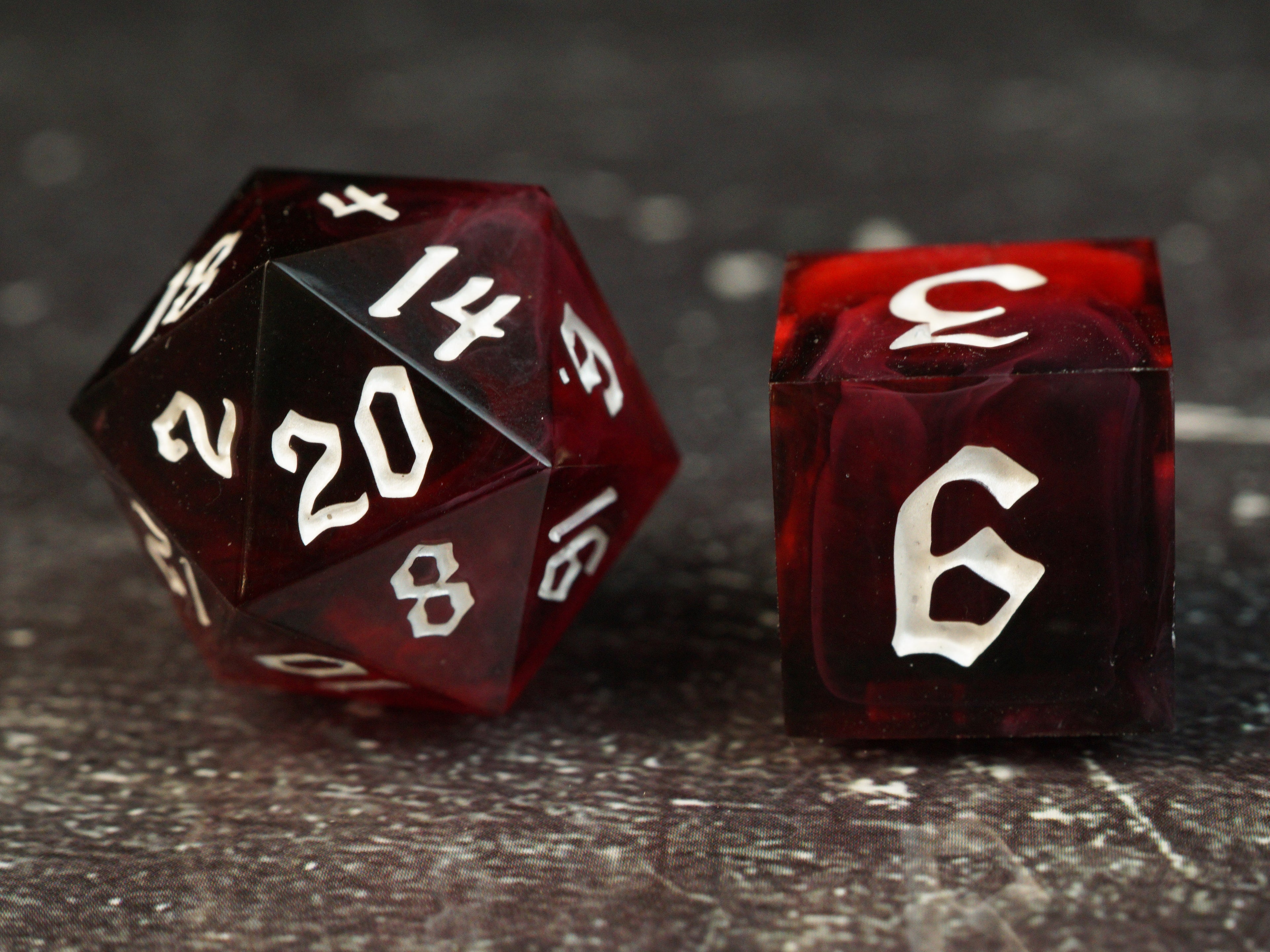 Shadow Heart - Handmade Resin Dice Set