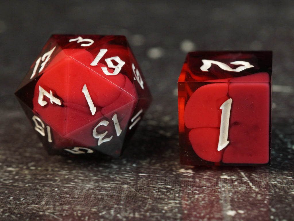 Shadow Heart - Handmade Resin Dice Set