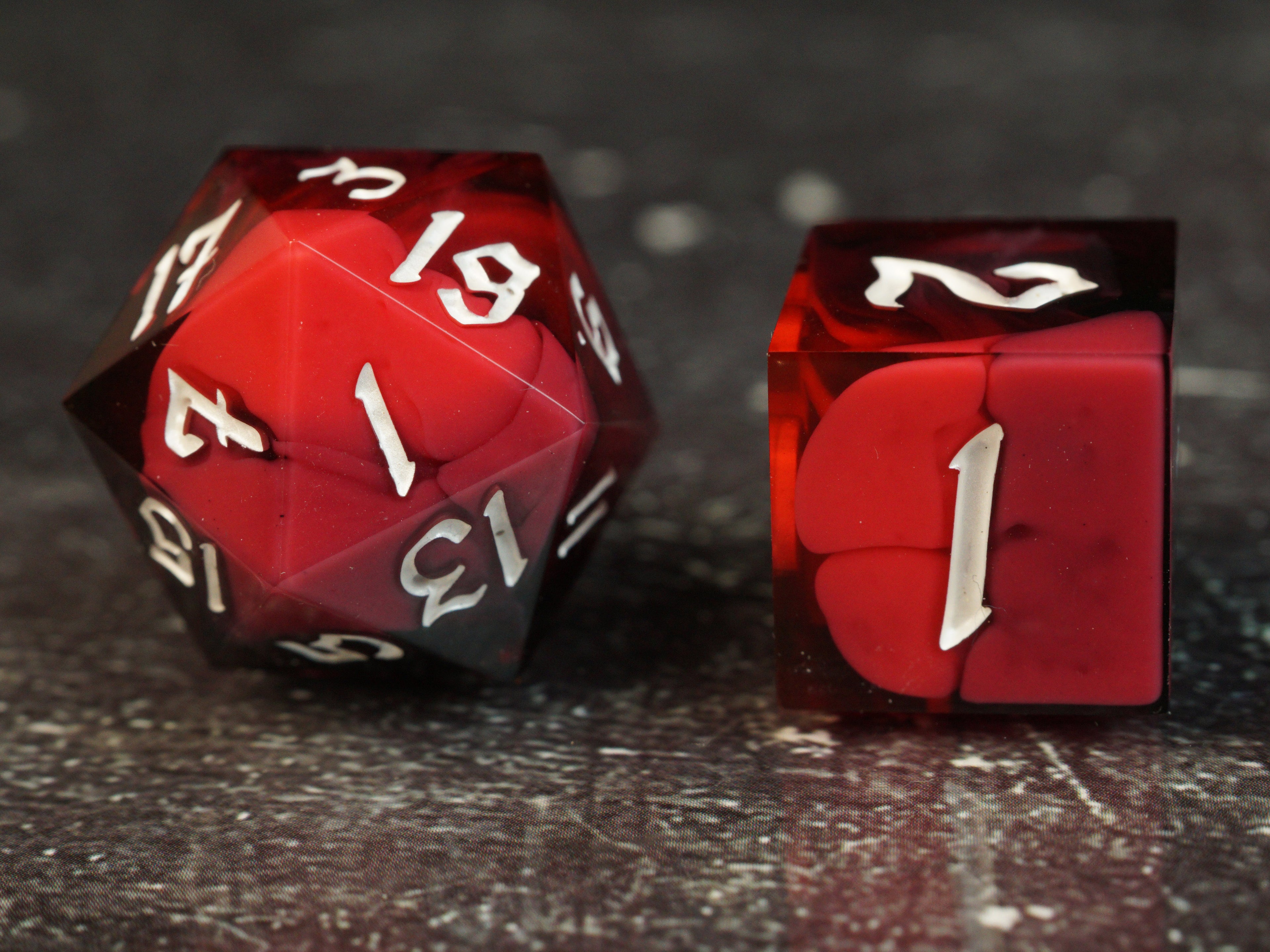 Shadow Heart - Handmade Resin Dice Set