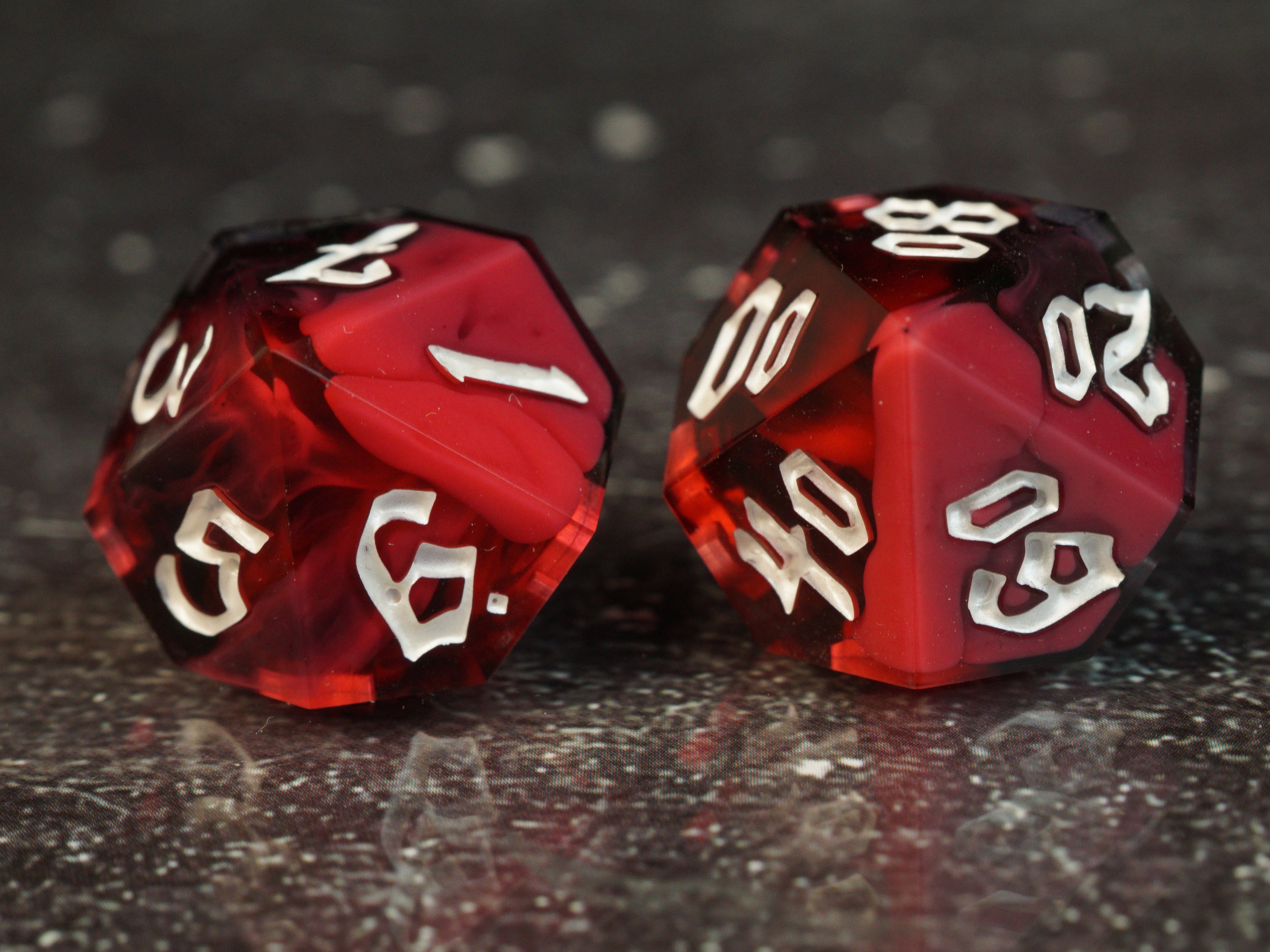 Shadow Heart - Handmade Resin Dice Set