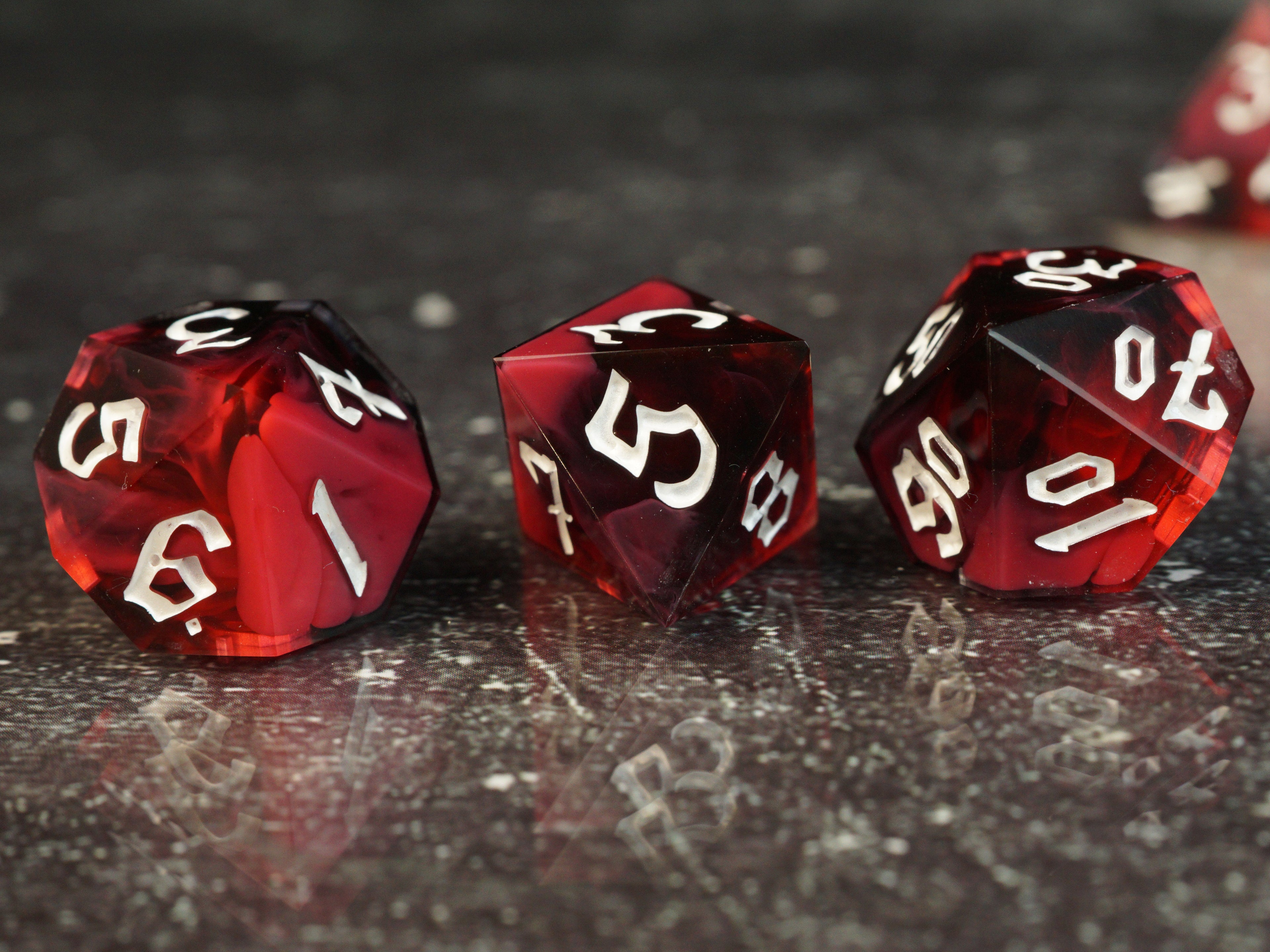 Shadow Heart - Handmade Resin Dice Set