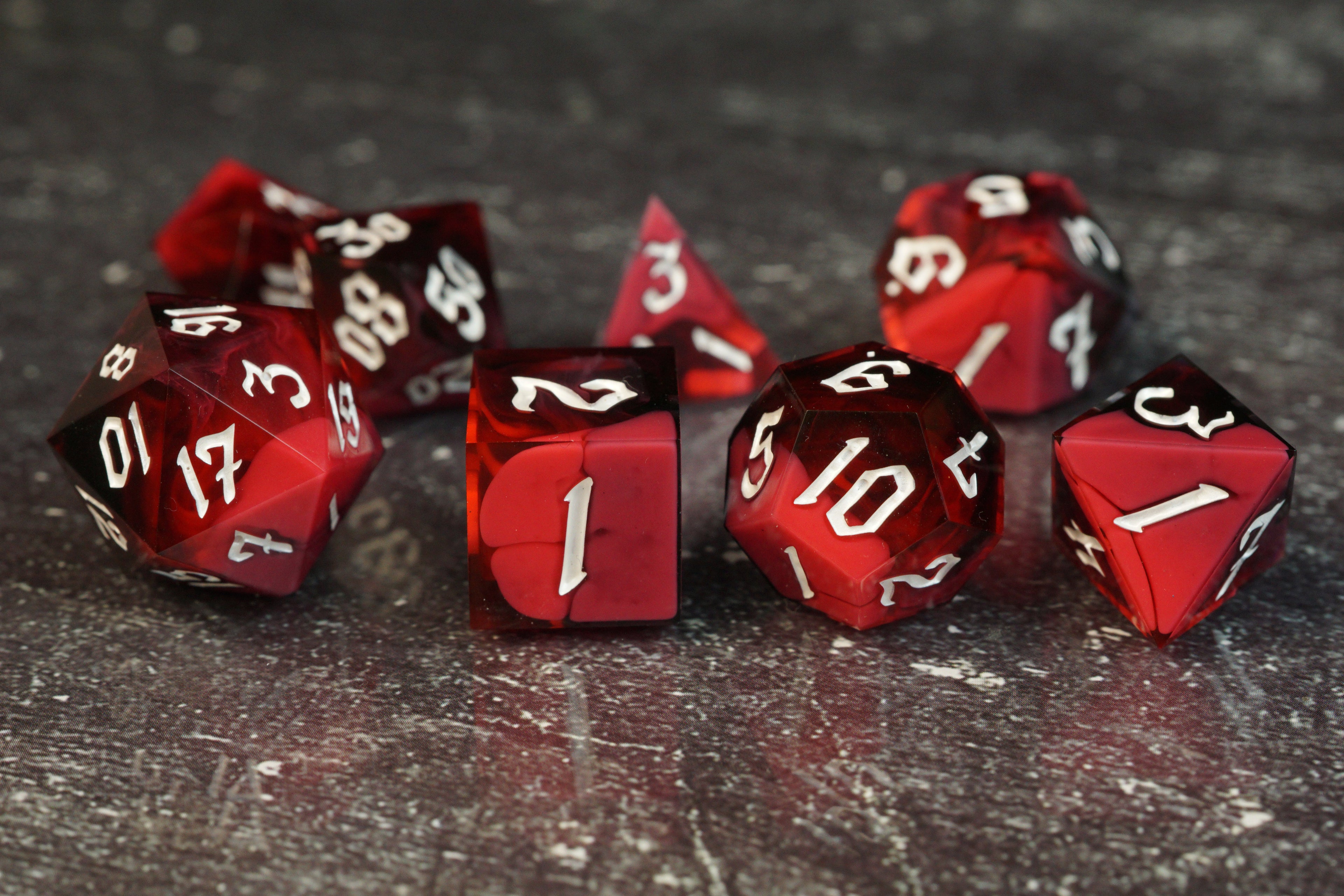 Shadow Heart - Handmade Resin Dice Set