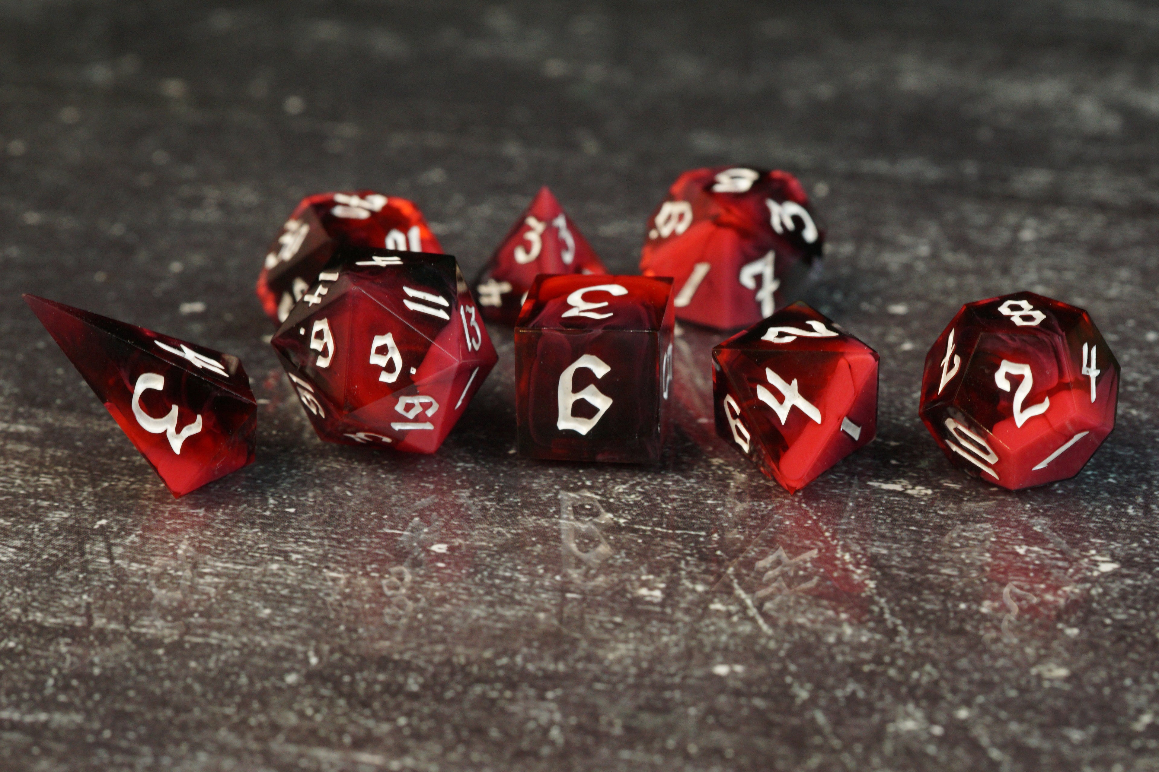 Shadow Heart - Handmade Resin Dice Set