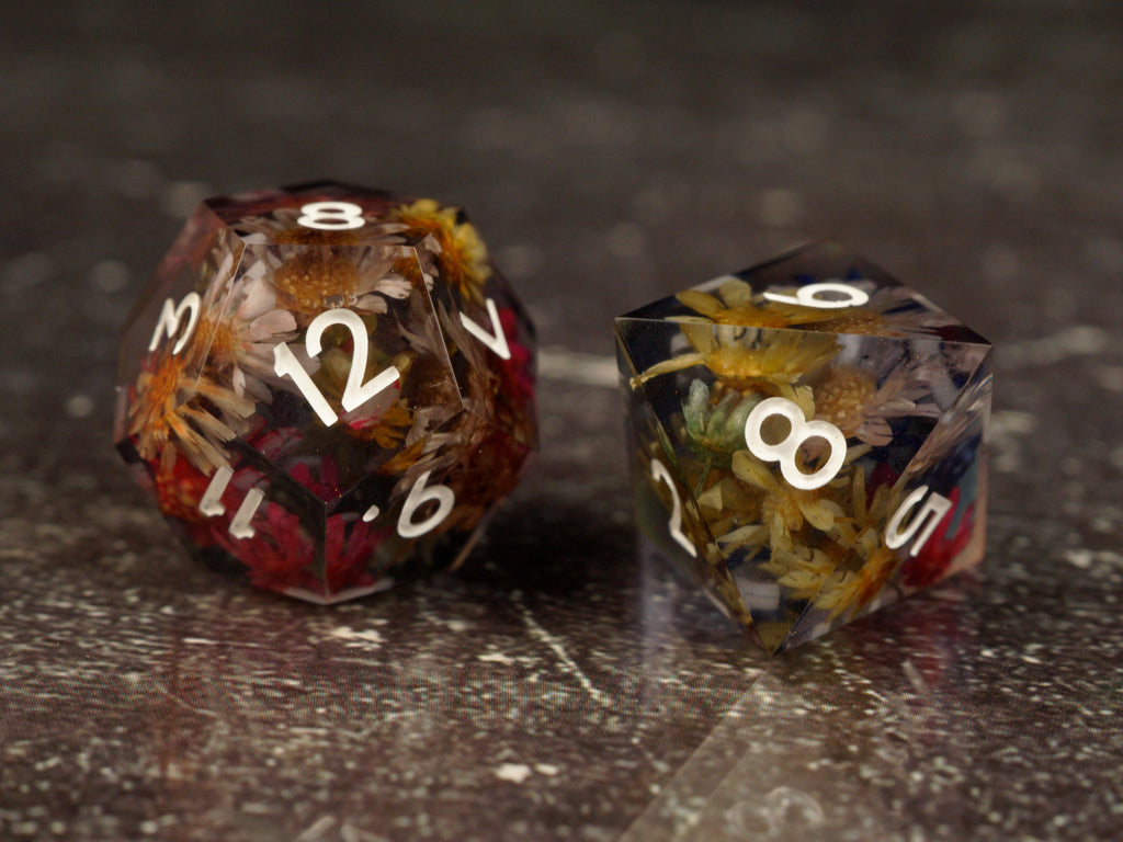 Midnight Bloom - Handmade Resin Dice Set