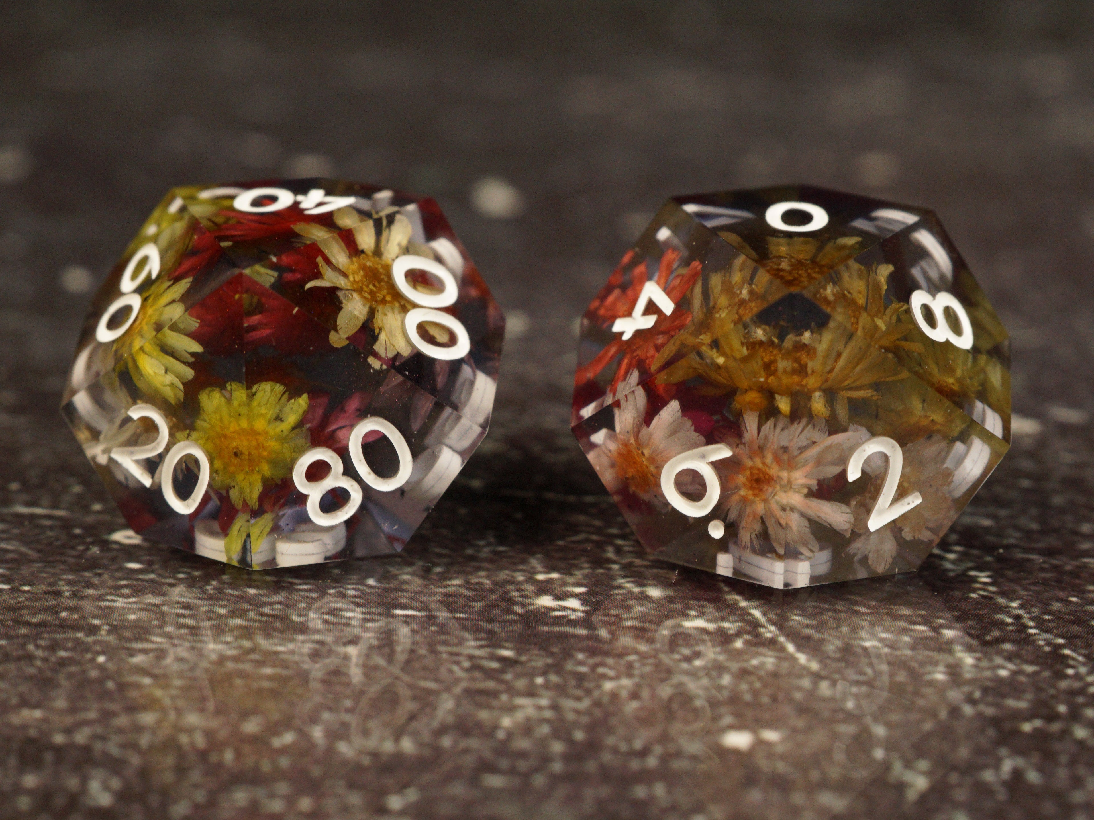 Midnight Bloom - Handmade Resin Dice Set
