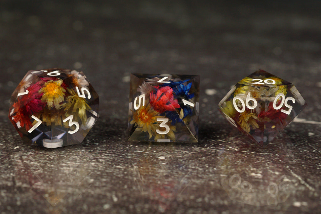 Midnight Bloom - Handmade Resin Dice Set