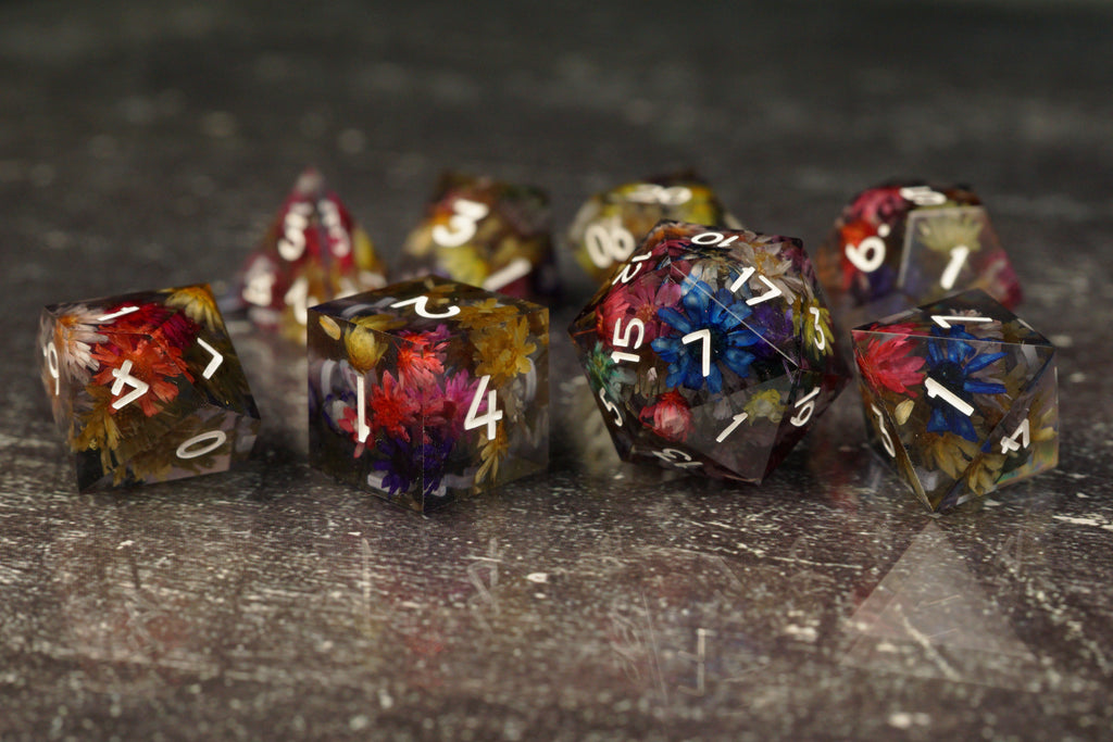 Midnight Bloom - Handmade Resin Dice Set