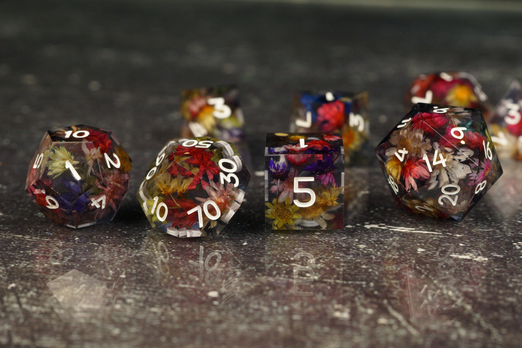 Midnight Bloom - Handmade Resin Dice Set
