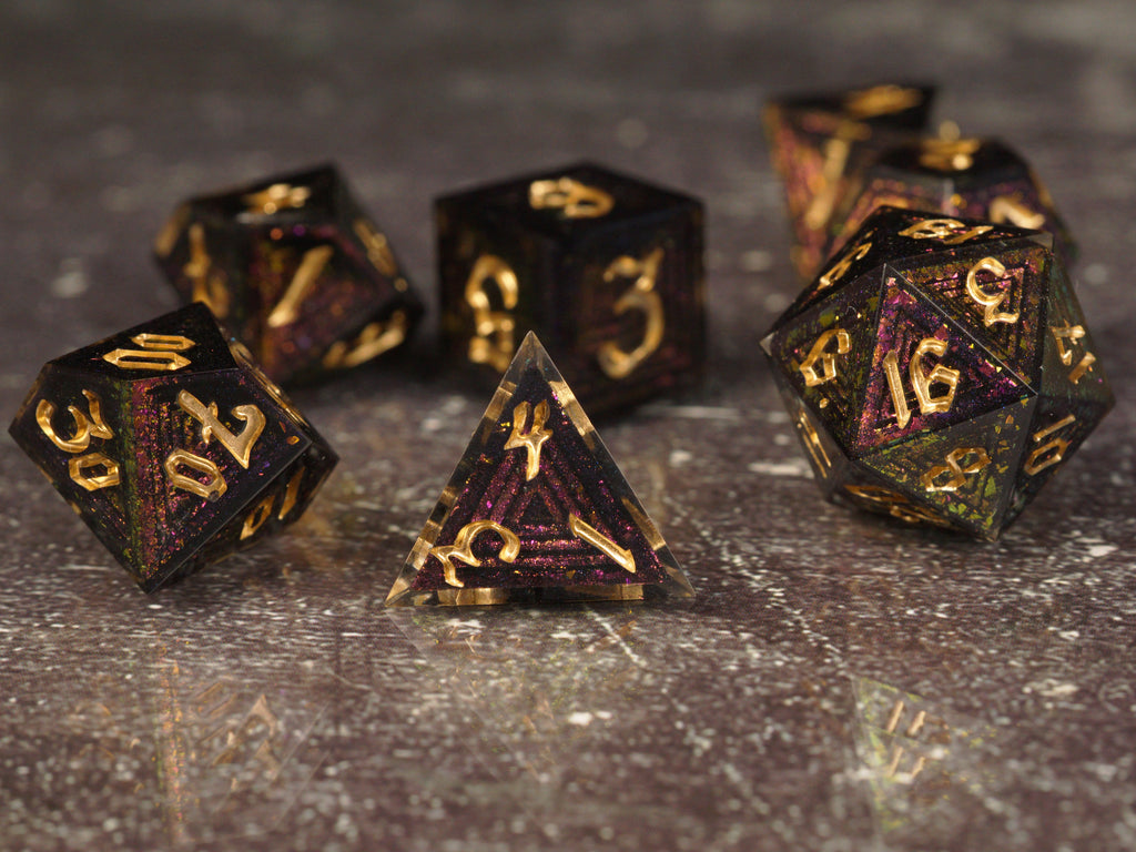 Crimson Wraith - Luxury Bismuth Inspired Handmade Resin Dice Set