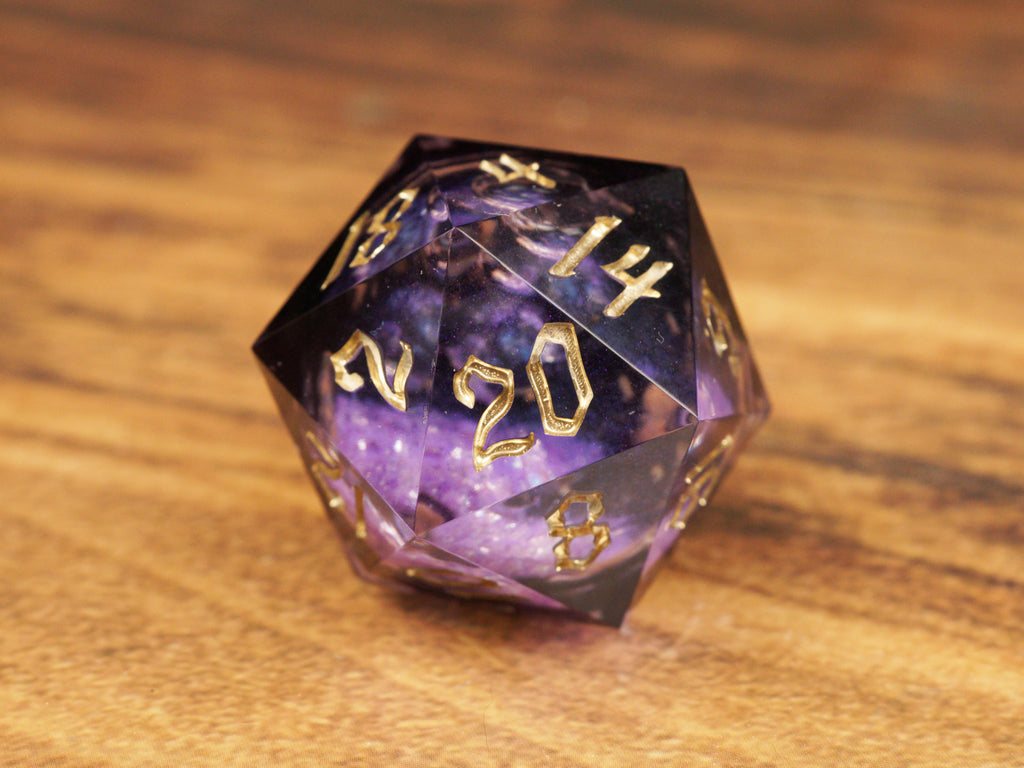 Liquid Core Dice Purple - Handmade Collector’s D20, 30mm