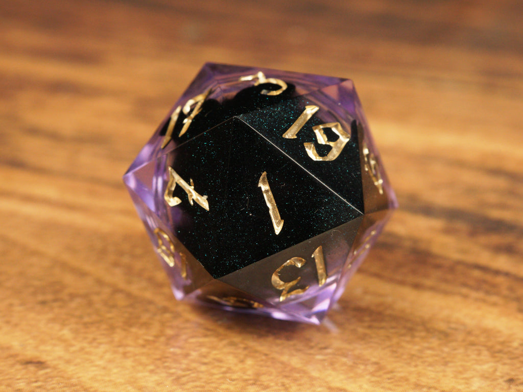 Liquid Core Dice Purple - Handmade Collector’s D20, 30mm