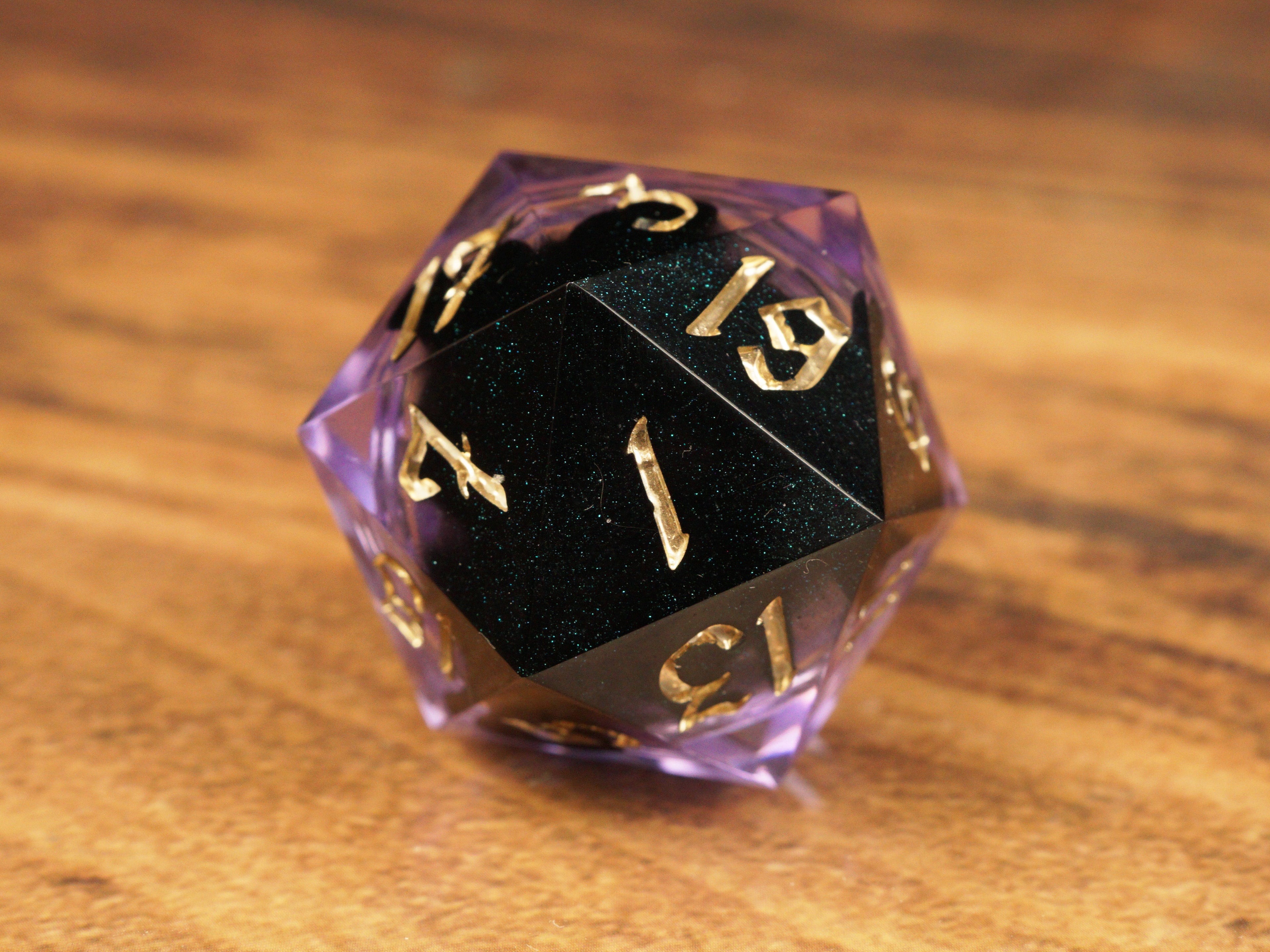 Liquid Core Dice Purple - Handmade Collector’s D20, 30mm