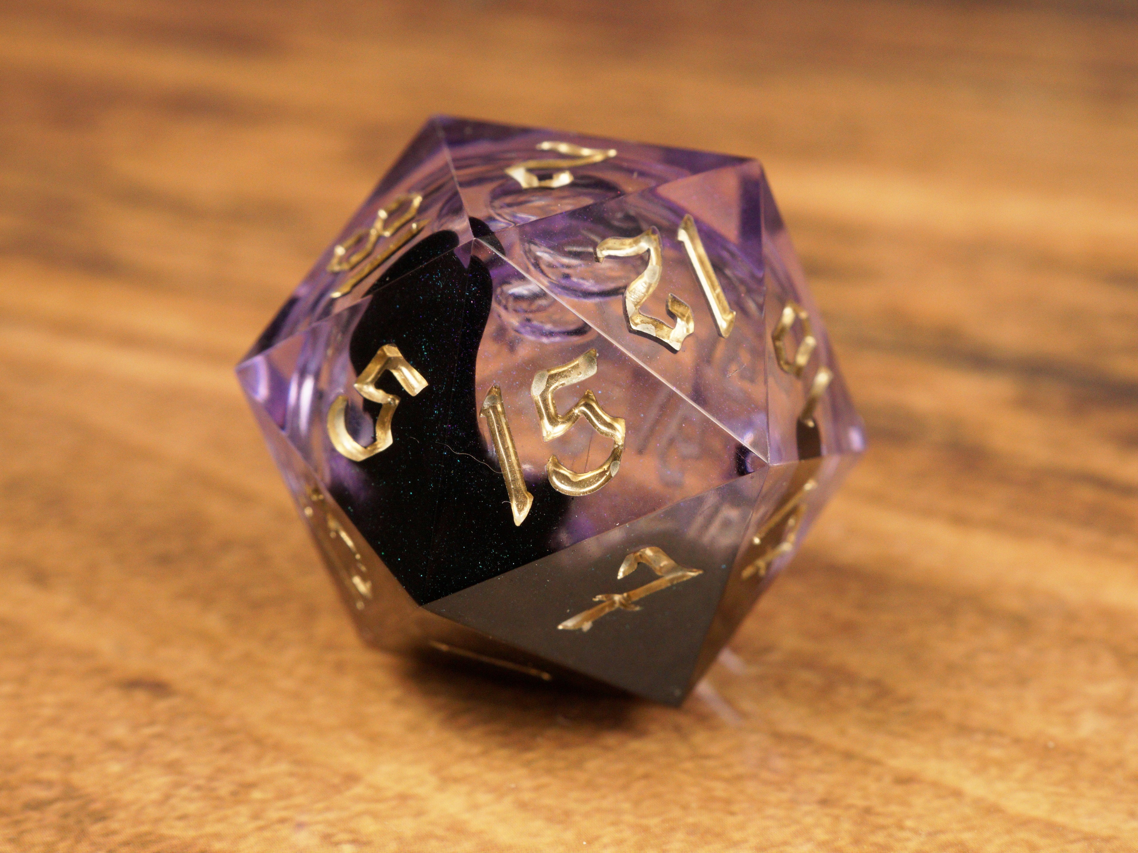 Liquid Core Dice Purple - Handmade Collector’s D20, 30mm