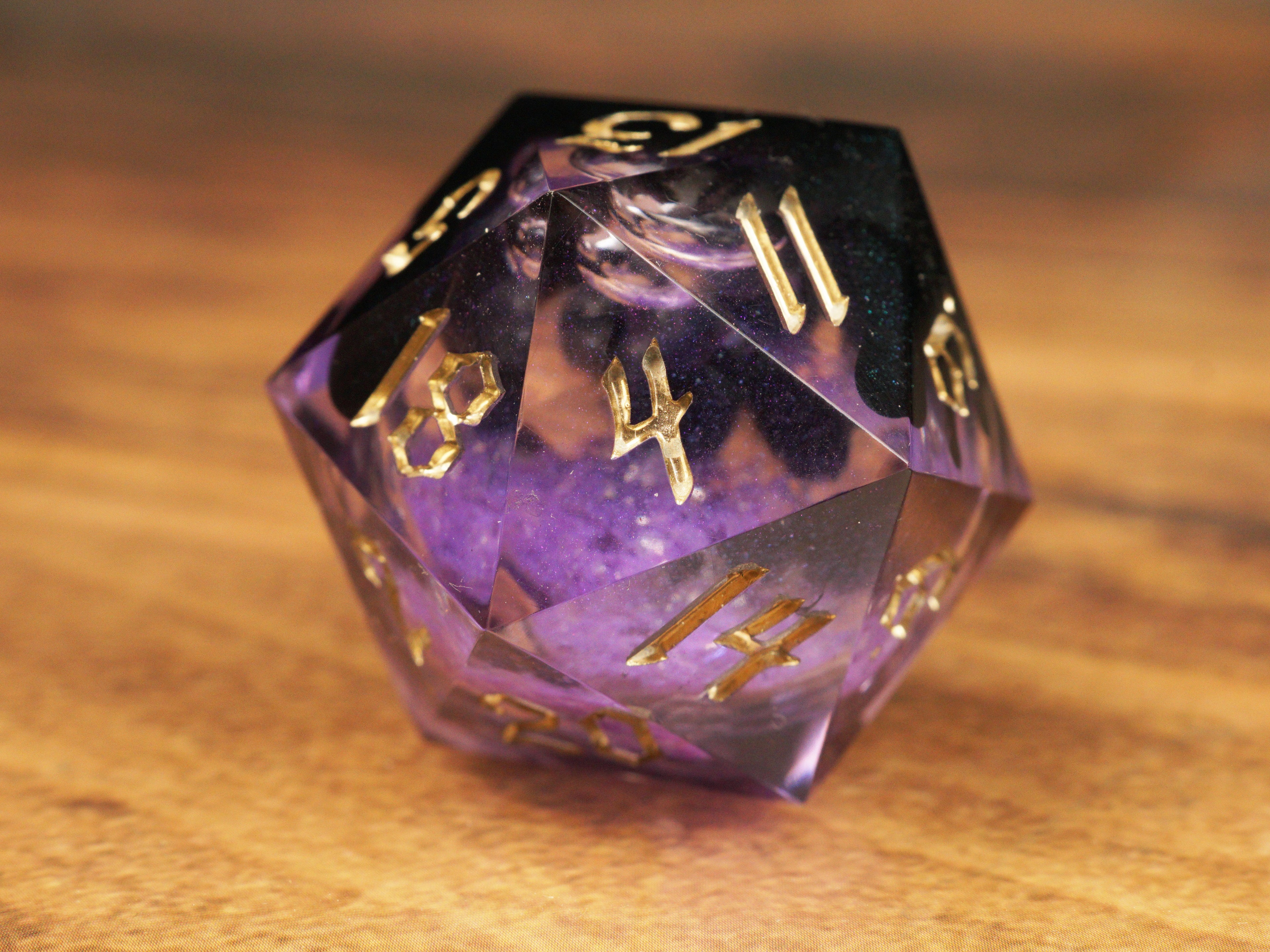 Liquid Core Dice Purple - Handmade Collector’s D20, 30mm
