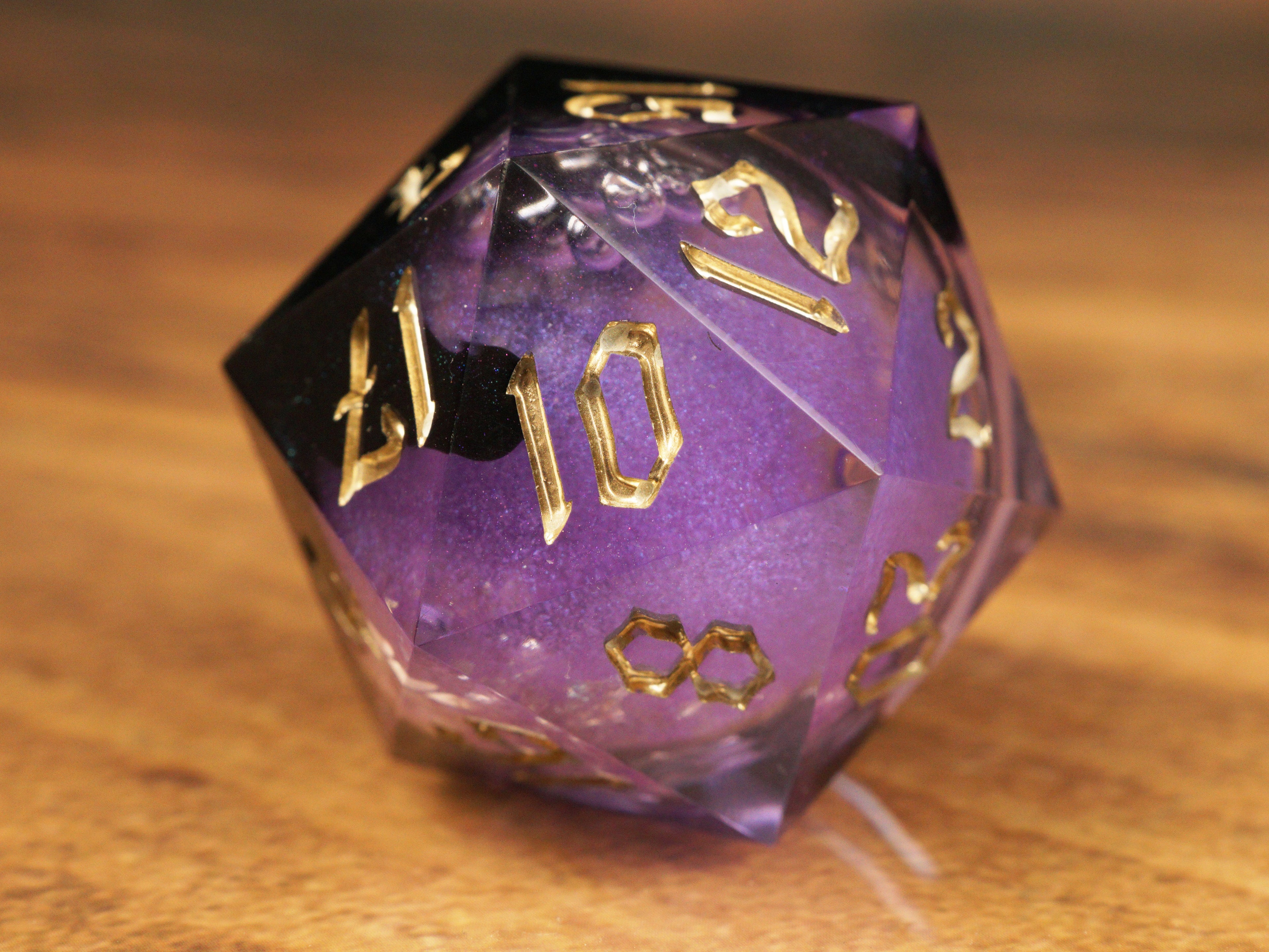 Liquid Core Dice Purple - Handmade Collector’s D20, 30mm