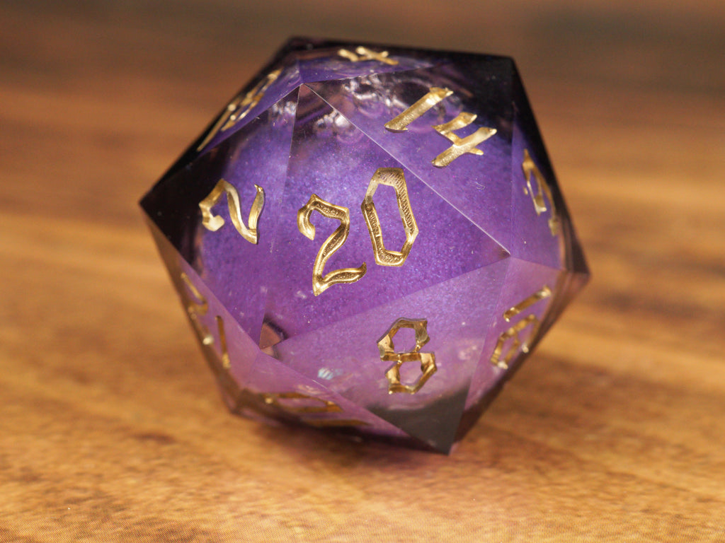 Liquid Core Dice Purple - Handmade Collector’s D20, 30mm