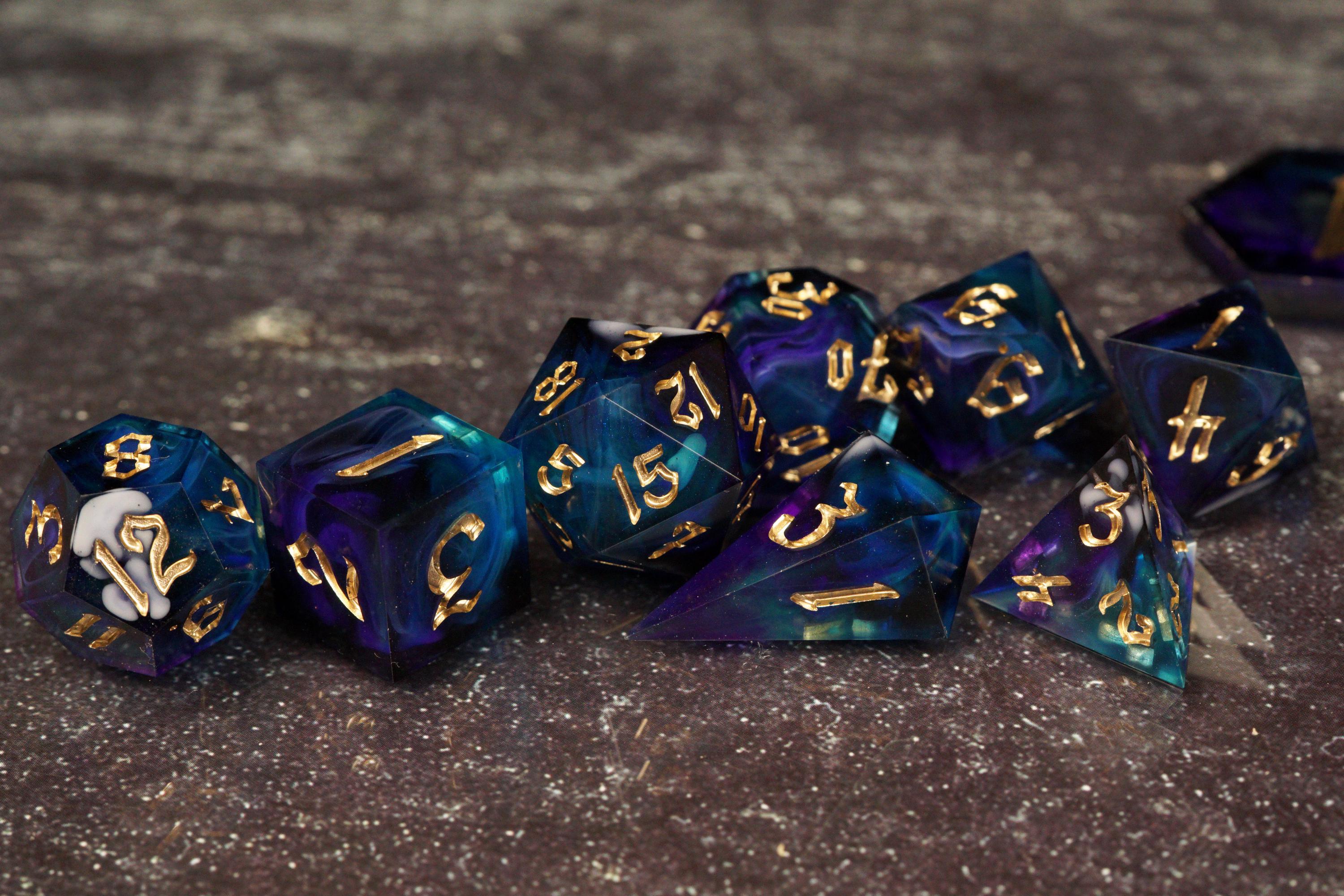 Midnight Star - Handmade Resin Dice Set