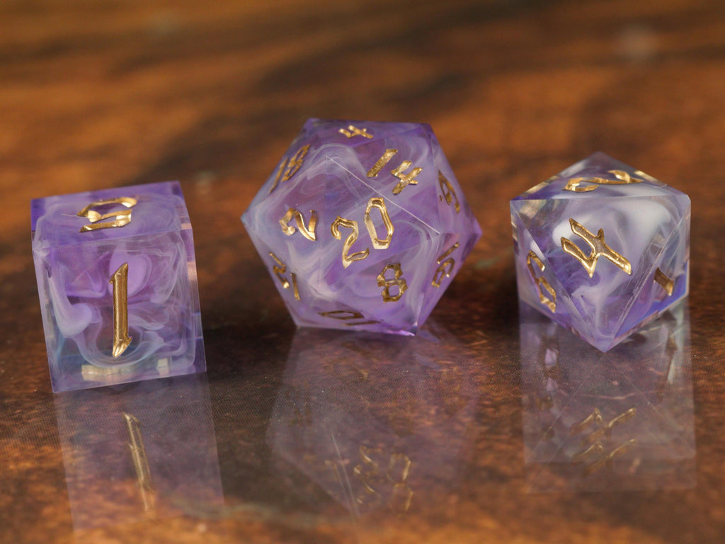 Purple Whisp - Handmade Resin Dice Set