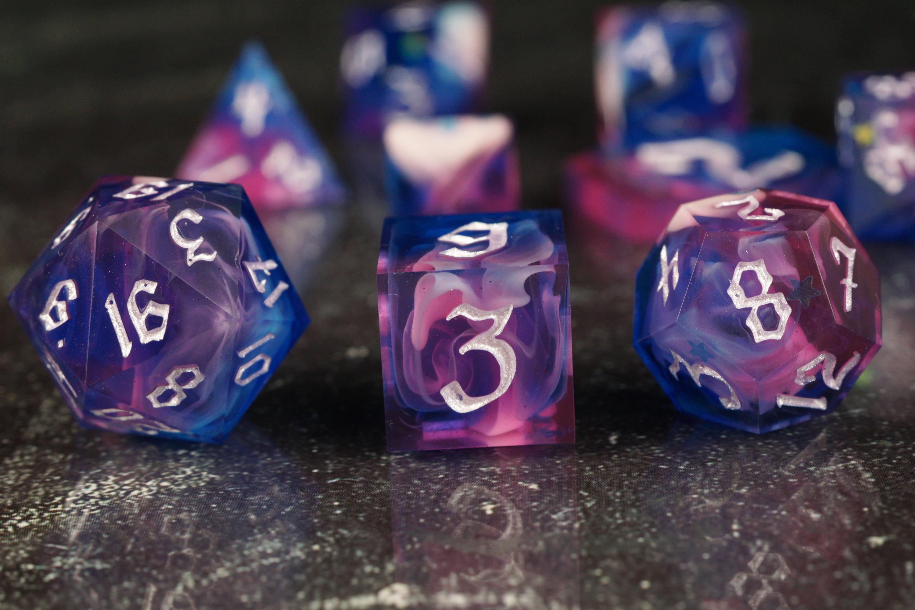 Midnight Star - star variant - Handmade Resin Dice Set