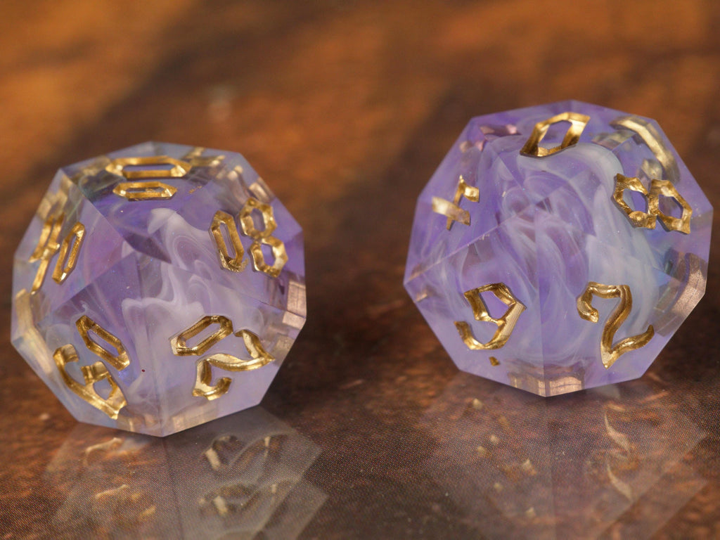Purple Whisp - Handmade Resin Dice Set