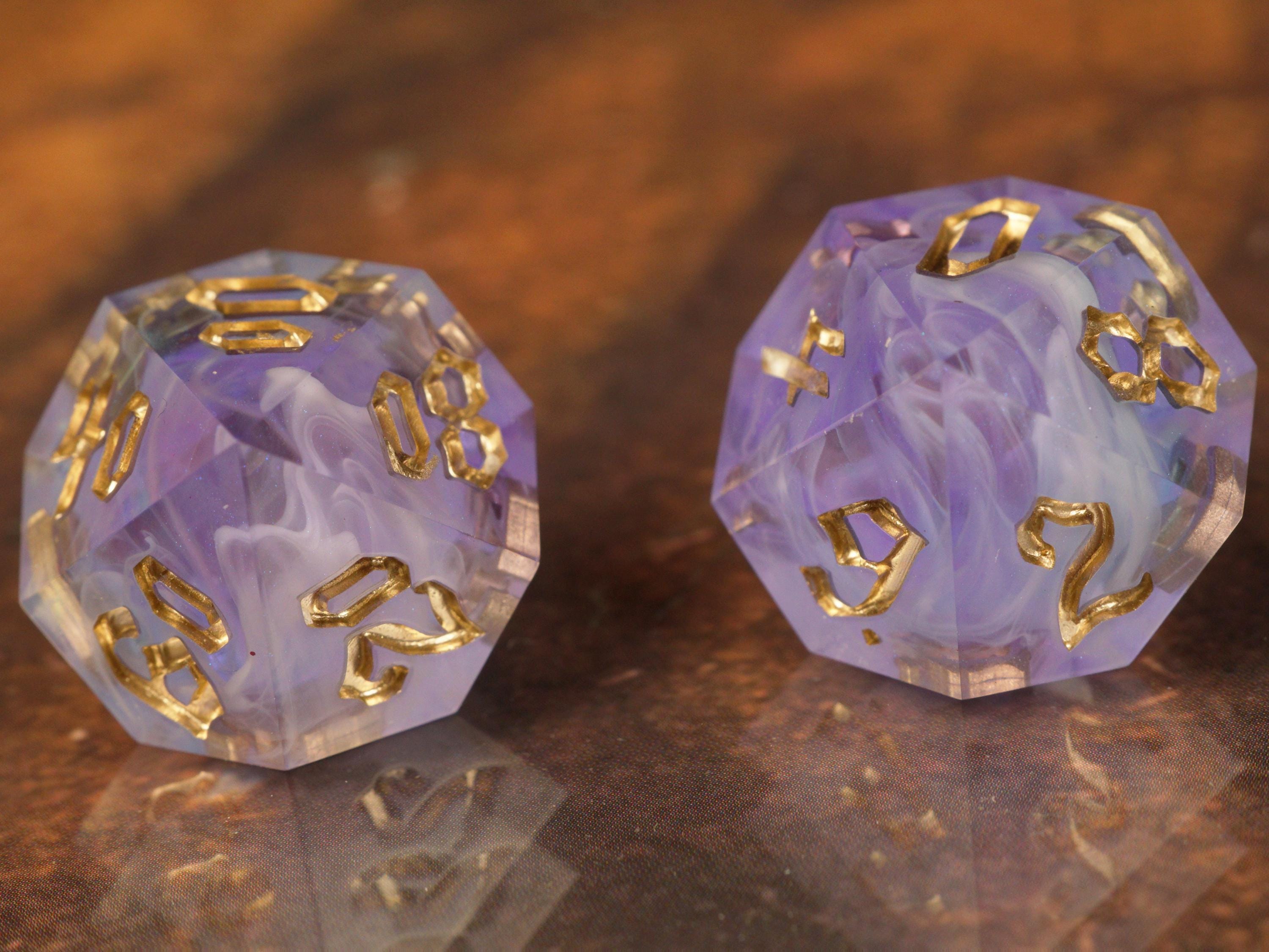 Purple Whisp - Handmade Resin Dice Set