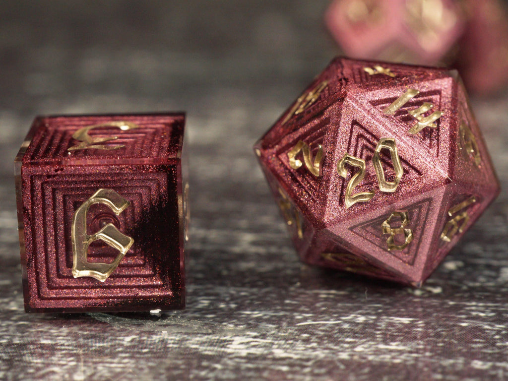 Roselight Whisper - Luxury Bismuth Inspired Handmade Resin Dice Set