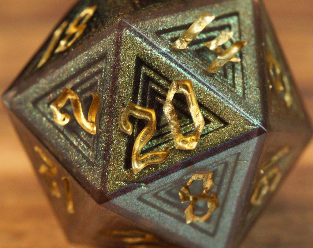 Emerald Glint - Luxury Bismuth Inspired Handmade Resin Dice Set