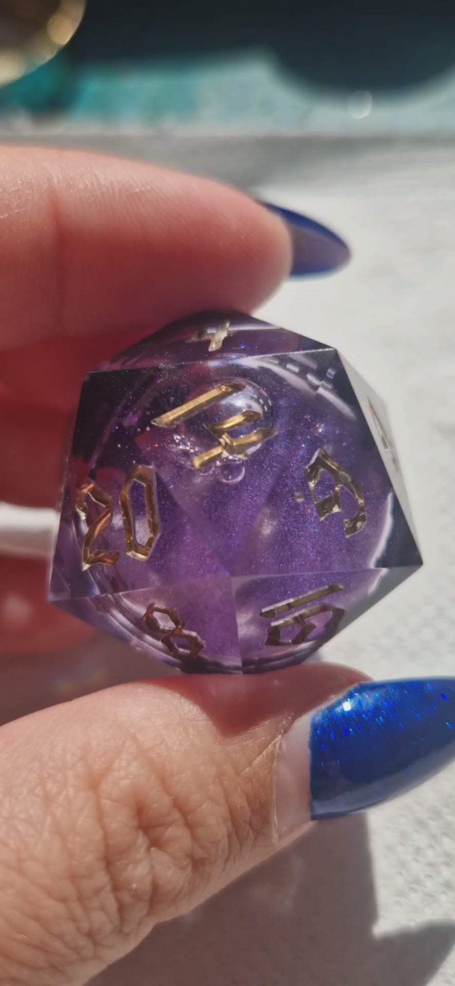 Liquid Core Dice Purple - Handmade Collector’s D20, 30mm